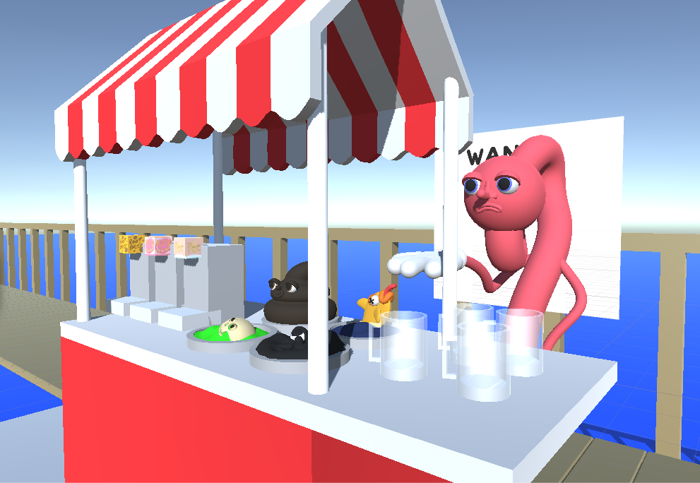The root beer float stand with a customer