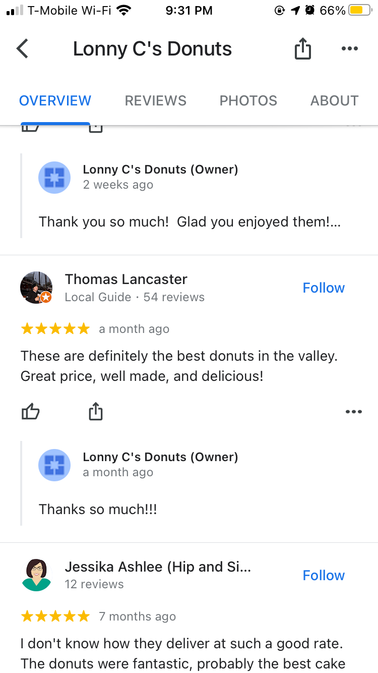 Local Guide reviews displayed at the top